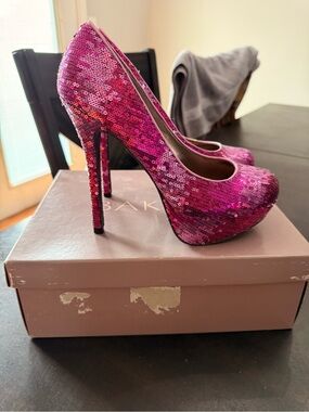 Bakers Fuchsia Sequin Platform Stiletto Heels